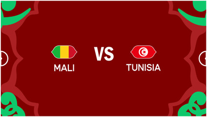 Mali And Tunisia African Nations Morocco 2025 Flags Teams Countries African Football Logo Design Vector Illustration
