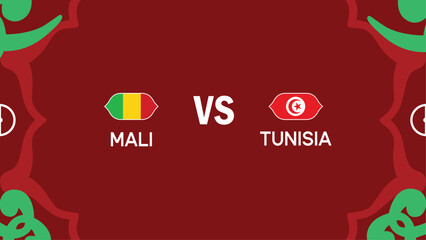 Mali And Tunisia African Nations Morocco 2025 Flags Teams Countries African Football Logo Design Vector Illustration