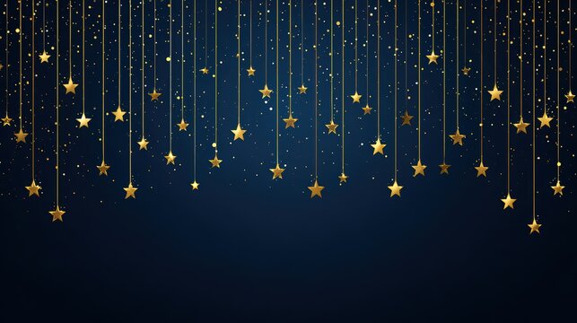 Gold Stars and Glitter Confetti on Dark Blue Gradient Background for Festive Celebration and Decoration