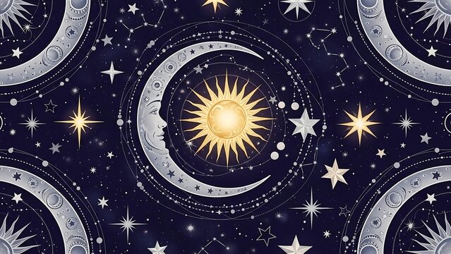 Celestial Bodies in Dark Space Background.