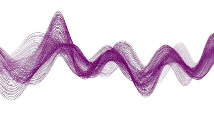 Abstract Purple Waveform Pattern on White Background with Dynamic Movement and Textured Surface Illustration for Data Visualization and Modern Design Elements