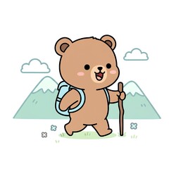 Cute Bear Hiking Adventure.