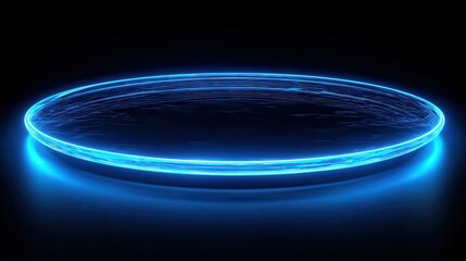 Glowing Blue Circular Portal with Energy Flow on Black Background Displaying Advanced Technology and Futuristic Theme for Science Fiction Scenarios
