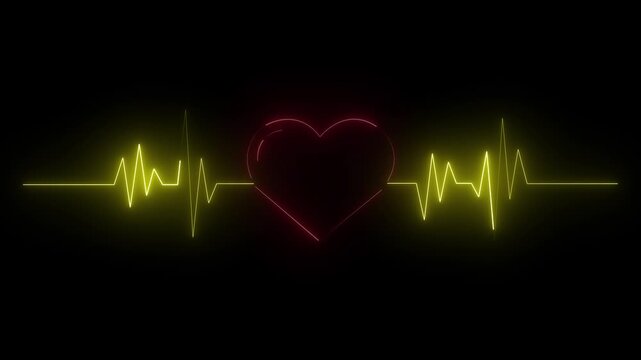 Futuristic abstract heartbeat line icon neon animation