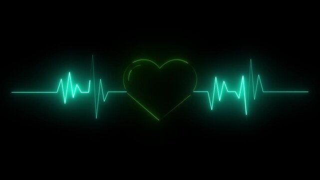 Futuristic abstract heartbeat line icon neon animation