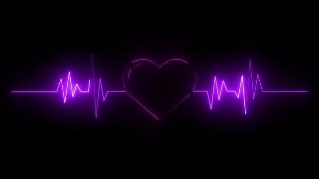 Futuristic abstract heartbeat line icon neon animation