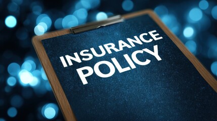 Insurance Policy Document With Clear Text on a Clipboard Set Against an Abstract Blue Background