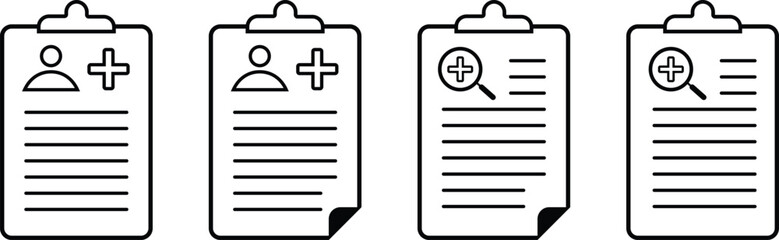 Obraz premium A Minimalist Collection of Medical Patient Files and Diagnostic Report Icons.