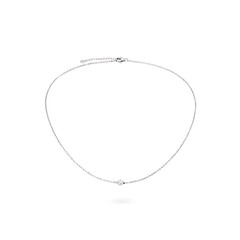 Fototapeta premium Delicate silver chain necklace with a single sparkling diamond pendant, ready for product photography or jewelry catalog. Elegant accessory for women.