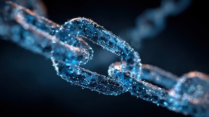 Blue Lit Chain Link Connection Digital Structure On Dark Background