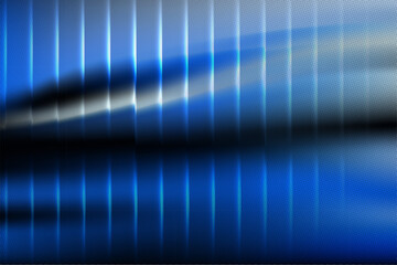 Abstract deep blue technology background with glowing vertical panels and halftone overlay