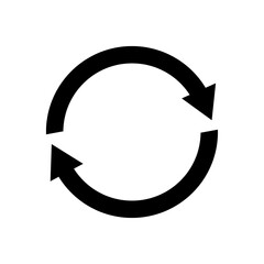Refresh icon with circular arrows symbolizing reload, retry, synchronization, update, perfect for app UI, web interfaces, data refresh, and system reset functionality.