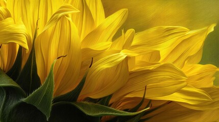 Obraz premium Vibrant Yellow Petals of a Sunflower in Soft Focus Background