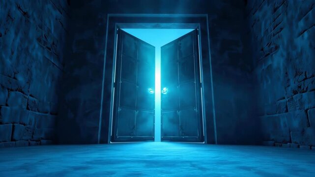 The Beacon of Possibilities: An ancient stone chamber opens its heavy doors, revealing an ethereal light. This image signifies new beginnings and opportunities.