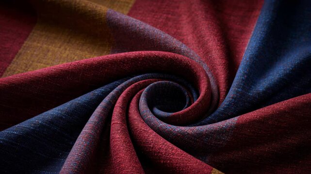 Color Swirls and Fabric Textures: An abstract, close-up photograph showcasing the intricate folds of fabric in a swirl, highlighting the interplay of light and shadow, and the soft textures