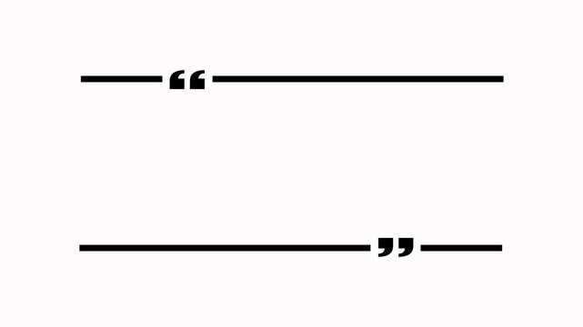 Black Quotation Marks and Horizontal Lines on White Background quote speech bubble