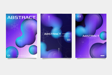 Abstract futuristic poster set with organic fluid shapes and neon gradients.