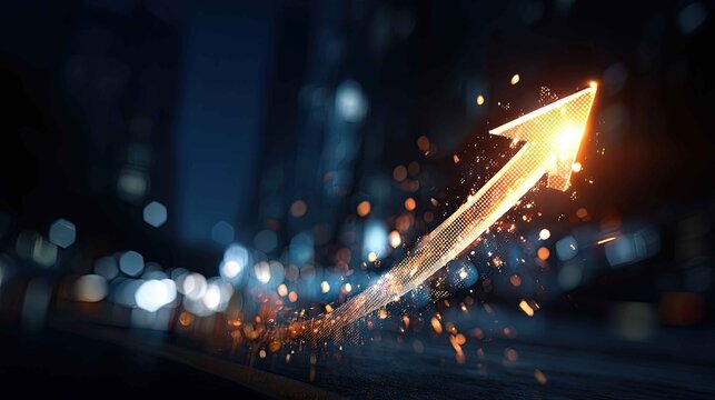 Dynamic Arrow Symbolizing Growth and Progress in Urban Environment