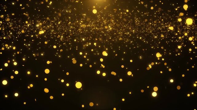 ゴールドの光粒が降り注ぐ高級背景動画
