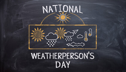 National weatherperson day chalkboard weather forecast graphic