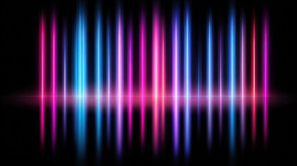 Neon Light Bars with Reflections on Black Background