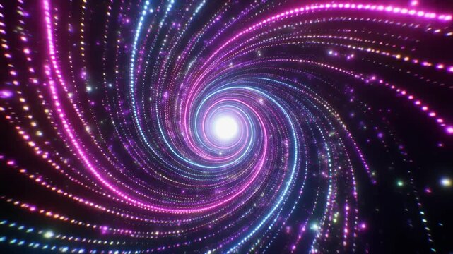Swirling vortex of lights and patterns suitable for dynamic backgrounds, futuristic designs, and vibrant visual projects that captivate viewers.