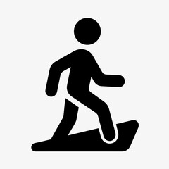 Black Silhouette Icon of a Person Engaging in a Board Sport