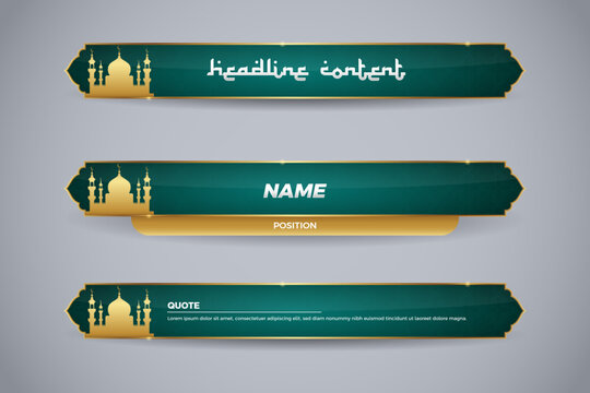 green lower third with islamic ornament for television