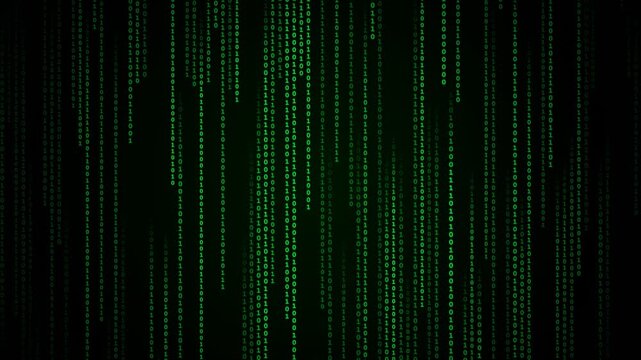 Cyber Security Binary Code Rain Green Neon - Hacking Background 4K