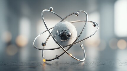 Captivating conceptual atom model depicting scientific exploration and discovery