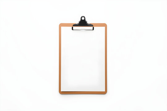 Blank clipboard holding white paper on table