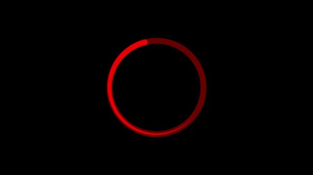 Red Circular Loading Animation Ring with Glow Effect for UI Progress Indicator, App Preloader and Website Loading Screen on Dark Background