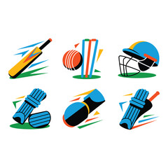 Professional Cricket Equipment and Icons Set for Global Series
