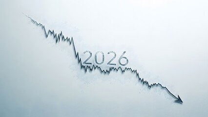 Declining stock market trend forecast for 2026 with downward arrow