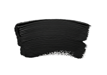 A bold, textured black marker stroke with organic edges, isolated on a transparent background, bright even lighting, top-down view. Concept of modern minimalist art