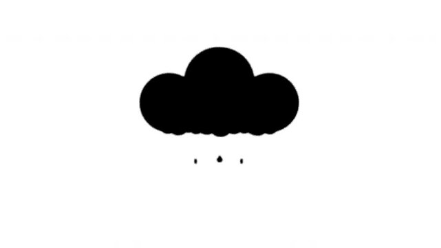 Flat Design Rainy Cloud Icon Animation. Blue Weather Symbol with Continuous Falling Raindrops