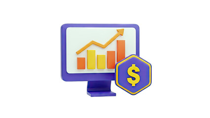 3D Growth Chart and Dollar Symbol Icon