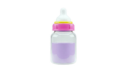 Baby Bottle with Pink Lid and Purple Liquid