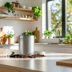 Composting Bin in a Modern Kitchen