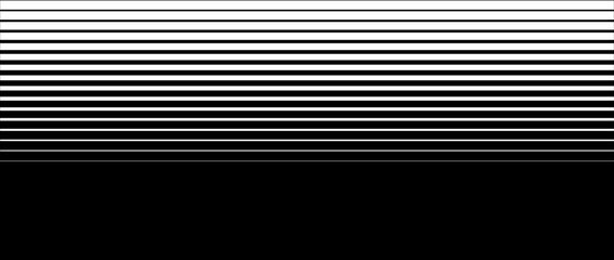 Line halftone gradation texture. Fading horizontal stripe gradient background. Repeating pattern backdrop. Black parallel thin to thick lines backdrop for overlay, print, cover, graphic design. Eps10