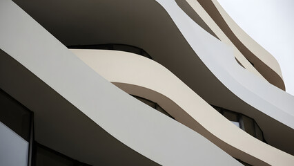 A close-up view of organically flowing architectural silhouettes with fluid lines, showcasing modern building design and abstract shapes