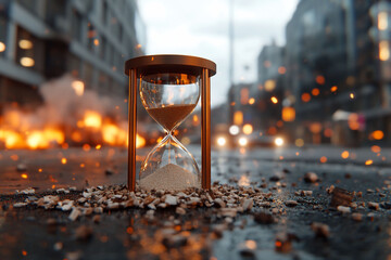 Hourglass in City Disaster Scene
