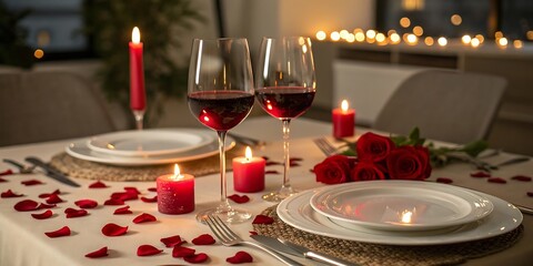 Elegant romantic dinner setting