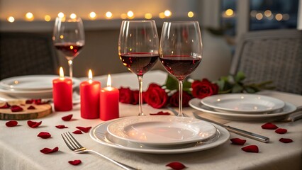 Elegant romantic dinner setting