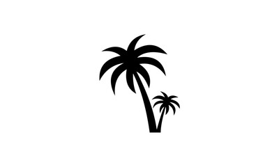 Naklejka premium Two black palm tree silhouettes standing tall against a white background.