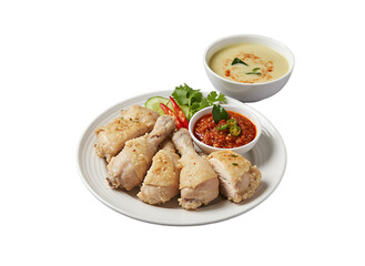 Delicious Crispy Fried Chicken with Spicy Sambal and Curry Food Dish