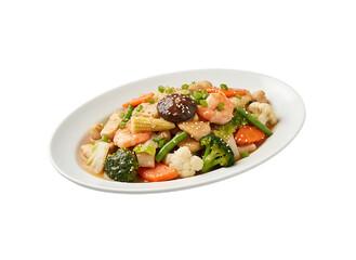 Delicious Healthy Stir Fried Mixed Vegetable with Shrimp Asian Cuisine