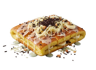 Delicious Indonesian Martabak Sweet with Banana Cheese and Chocolate Topping Food