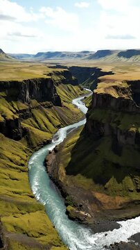 Cinematic Drone Footage Of Fjaara-Gljufur Canyon Iceland
