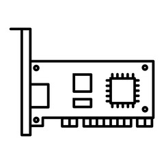 network card line icon with editable stroke